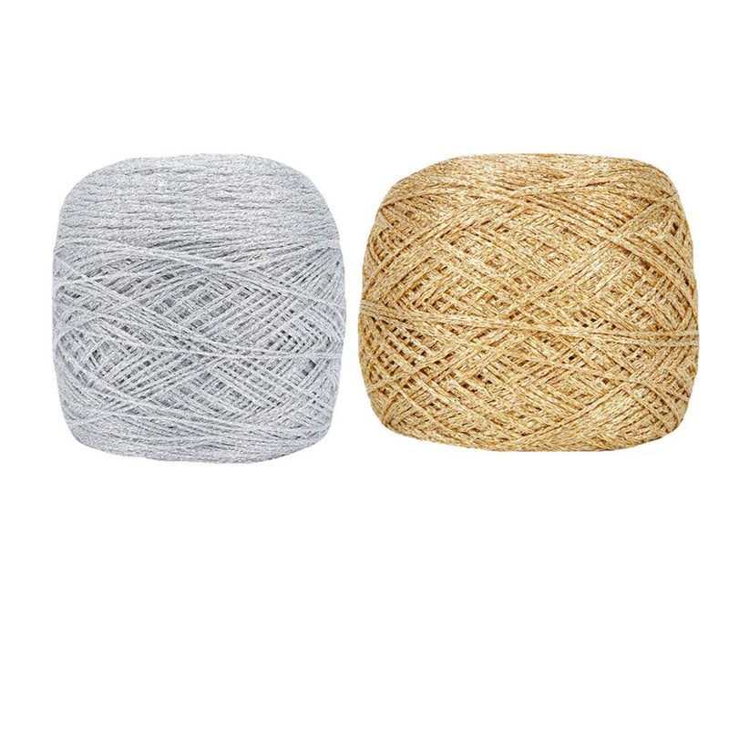 Clisil 50g Silver & Gold Lurex Glitter Yarn - Metallic Crochet Thread for DIY Art, Bags, Accessories, Sweaters, Scarves, Home & Wedding Decorations - Image 1